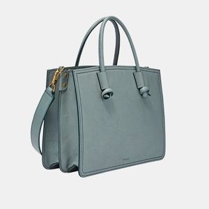 Steel blue Skylar leather  satchel